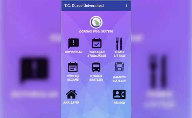 Düzce Üniversitesi mobil uygulaması kullanımda